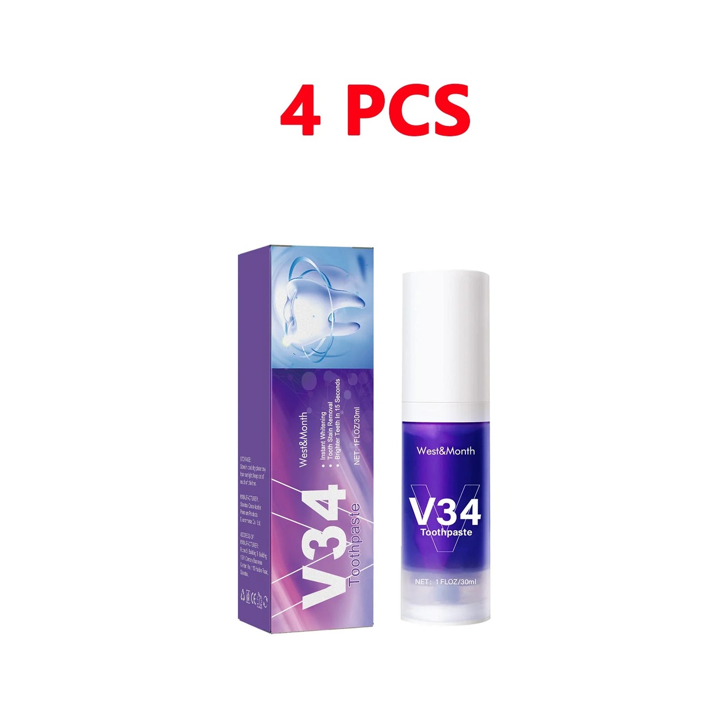 V34 Purple Teeth Whitening Pen – Instant Bright Smile in 2 Minutes