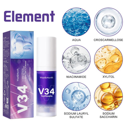 V34 Purple Teeth Whitening Pen – Instant Bright Smile in 2 Minutes
